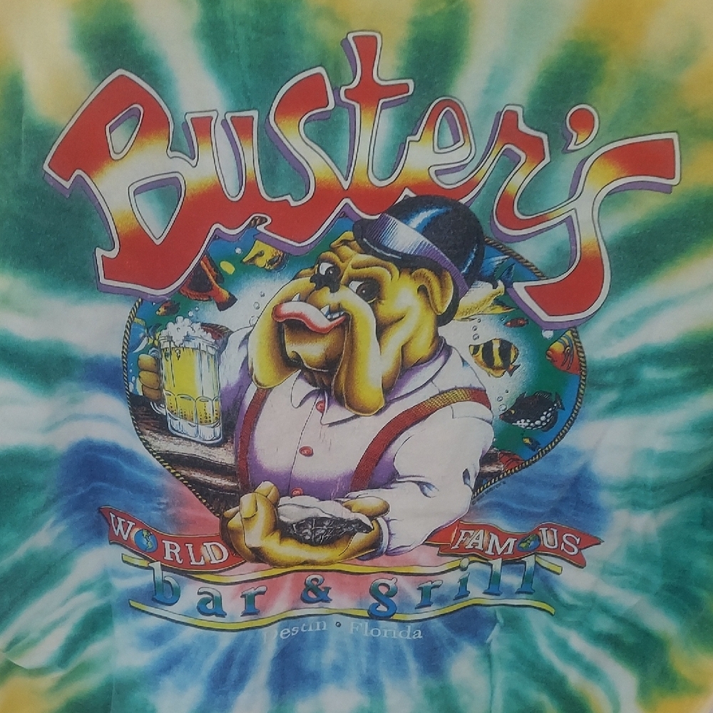 Vintage Style Buster's Bar & Grill Destin FL Tie-Dye Graphic Tee Men's XXL